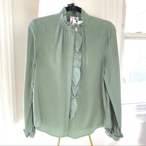 Valentino Ruffled stretch-silk georgette blouse - Picture 1 of 8